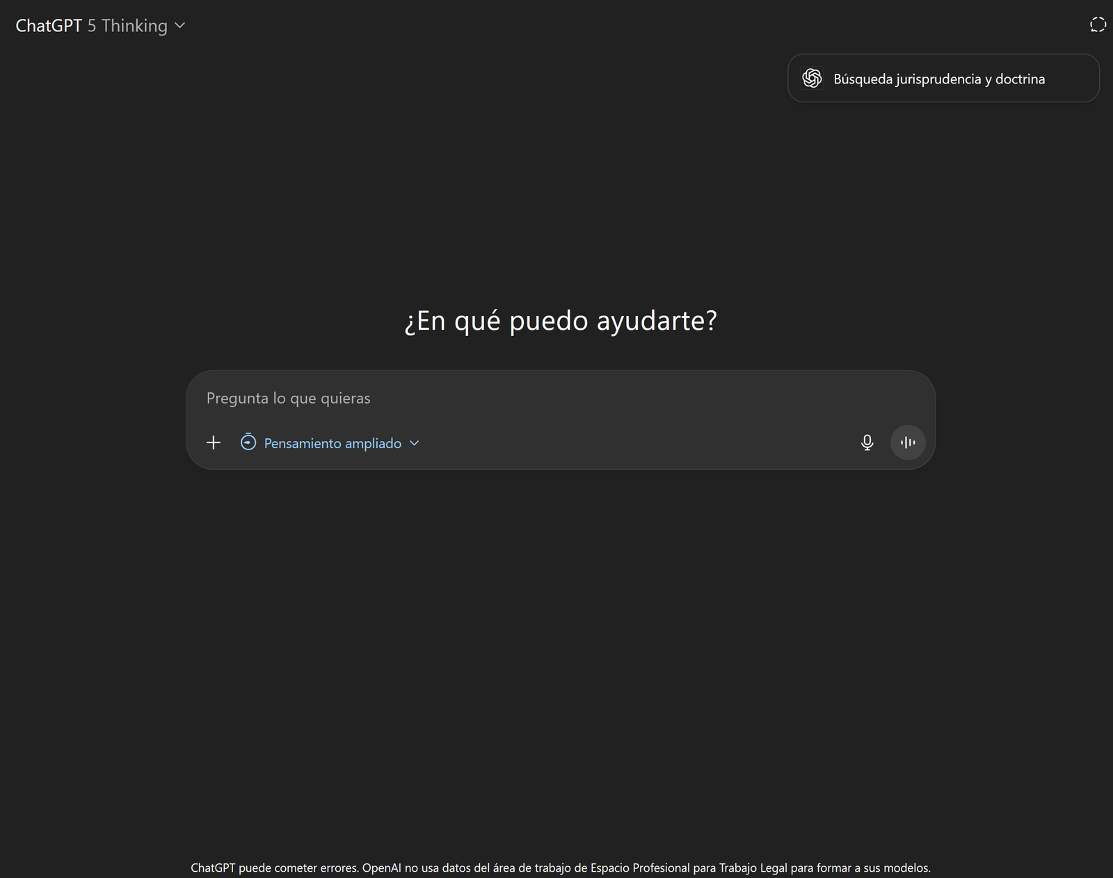 Pantalla inicial de ChatGPT