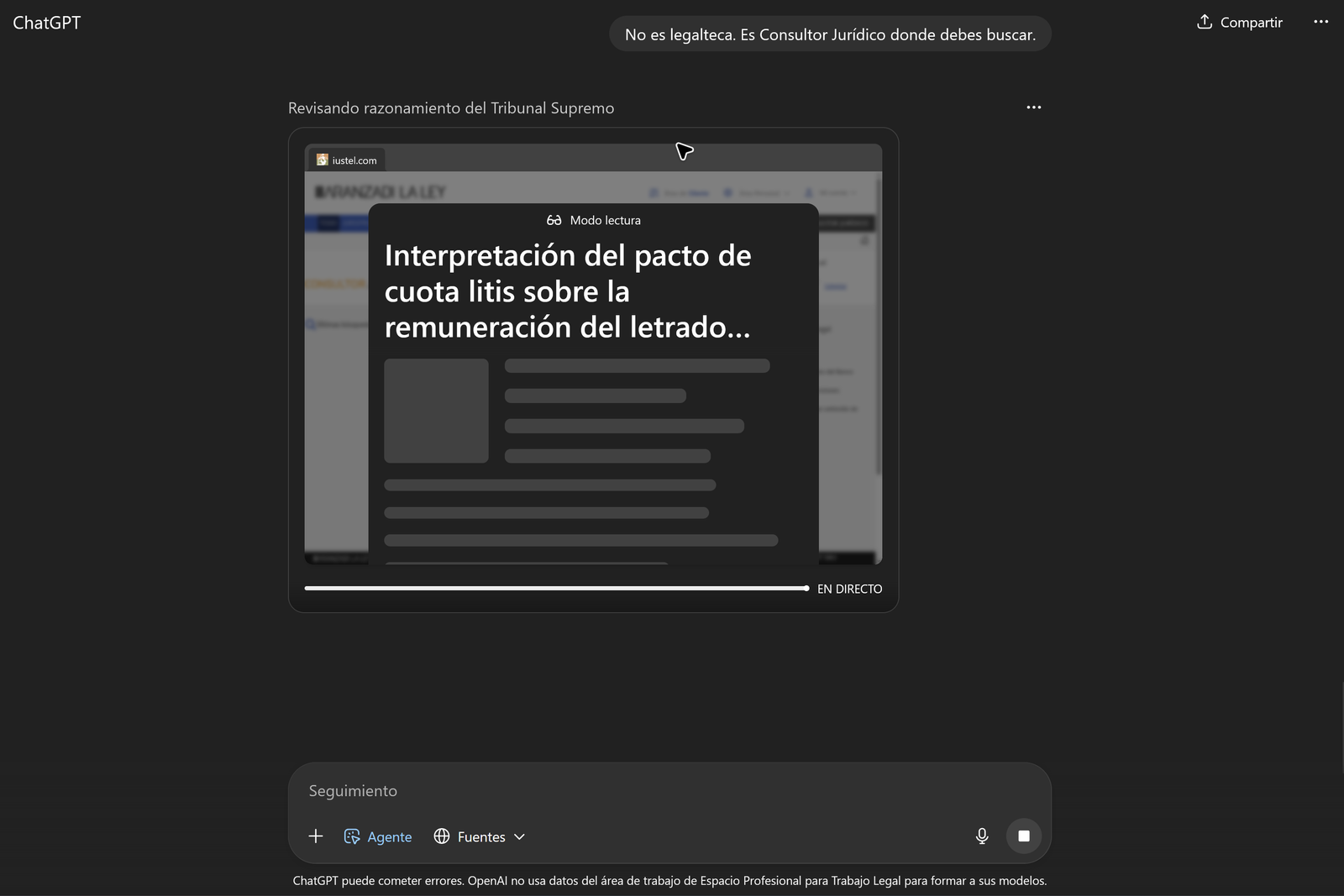 ChatGPT continuando la búsqueda