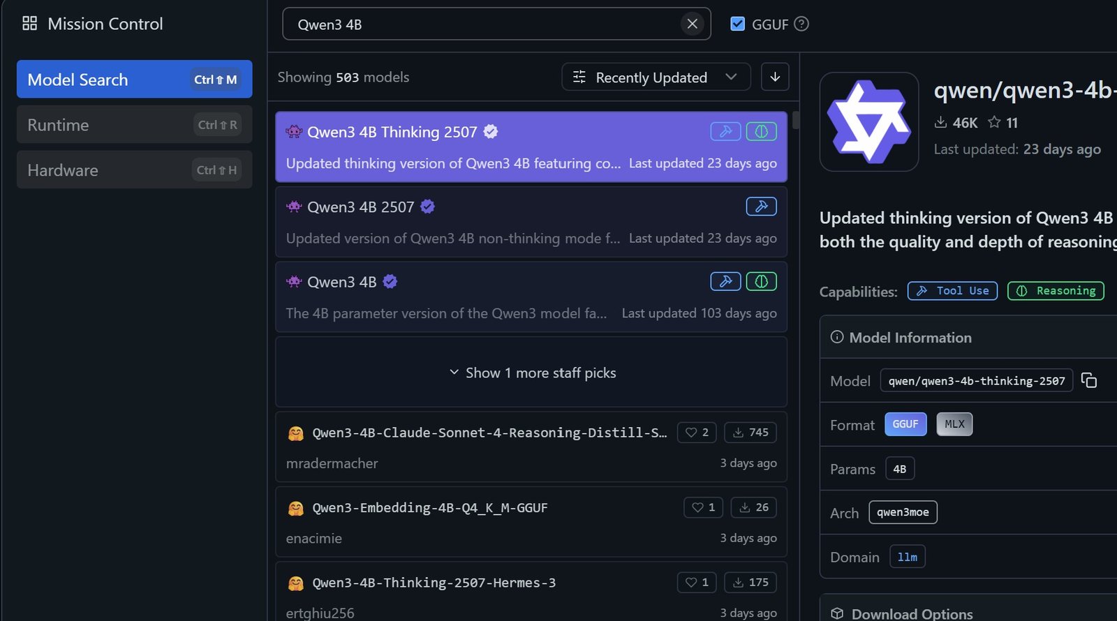 Búsqueda de Qwen3 4B en LM Studio