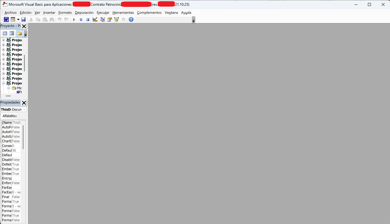 Ventana de Visual Basic en Word