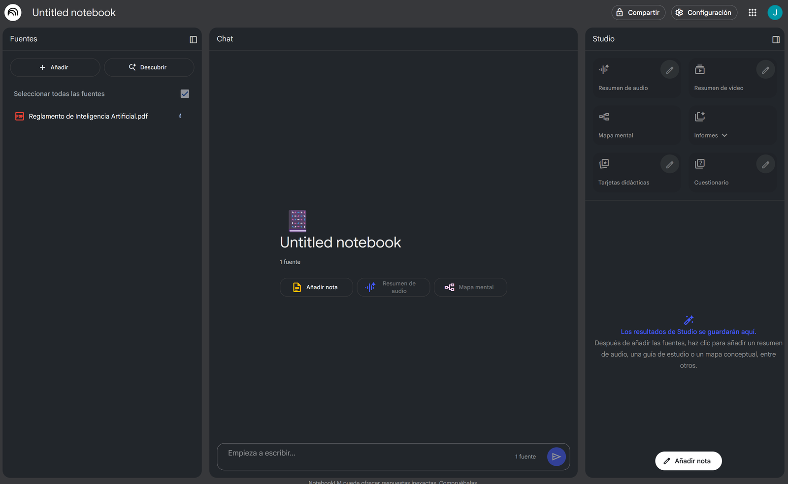 Documento cargado en NotebookLM