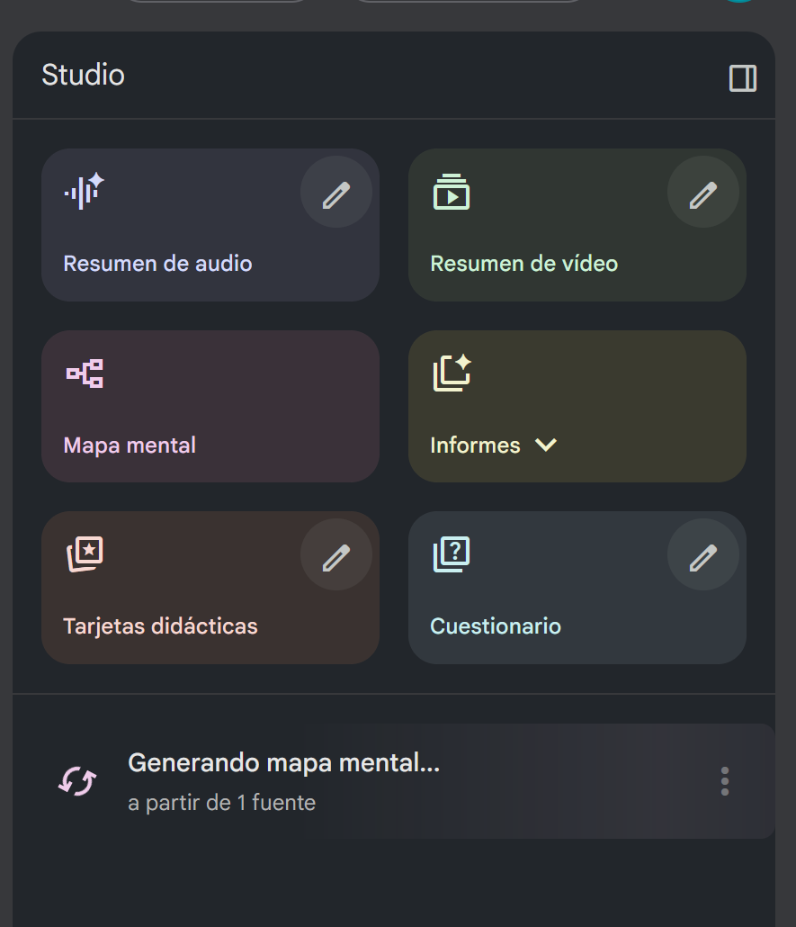 Opciones disponibles en Studio