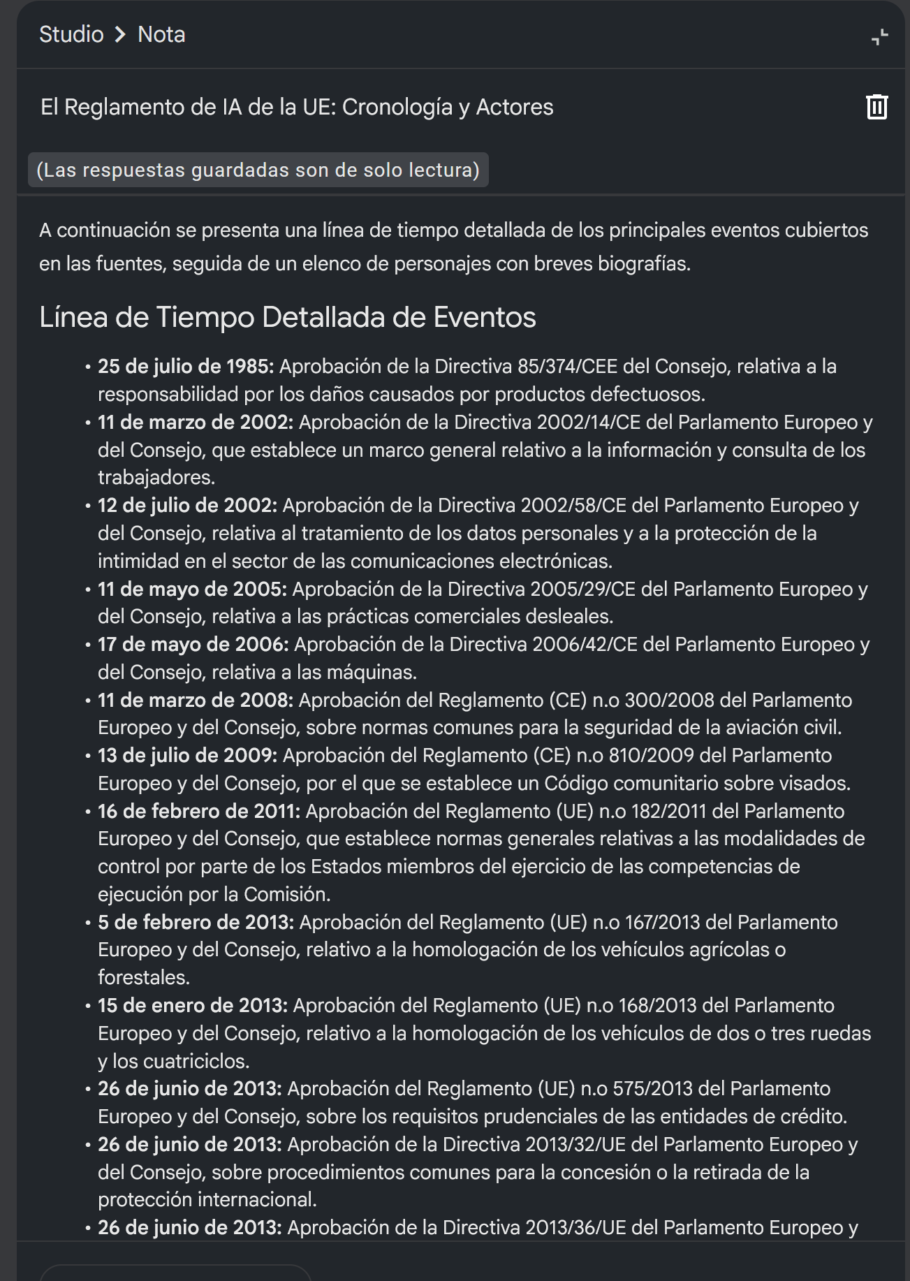 Cronología generada del Reglamento de IA